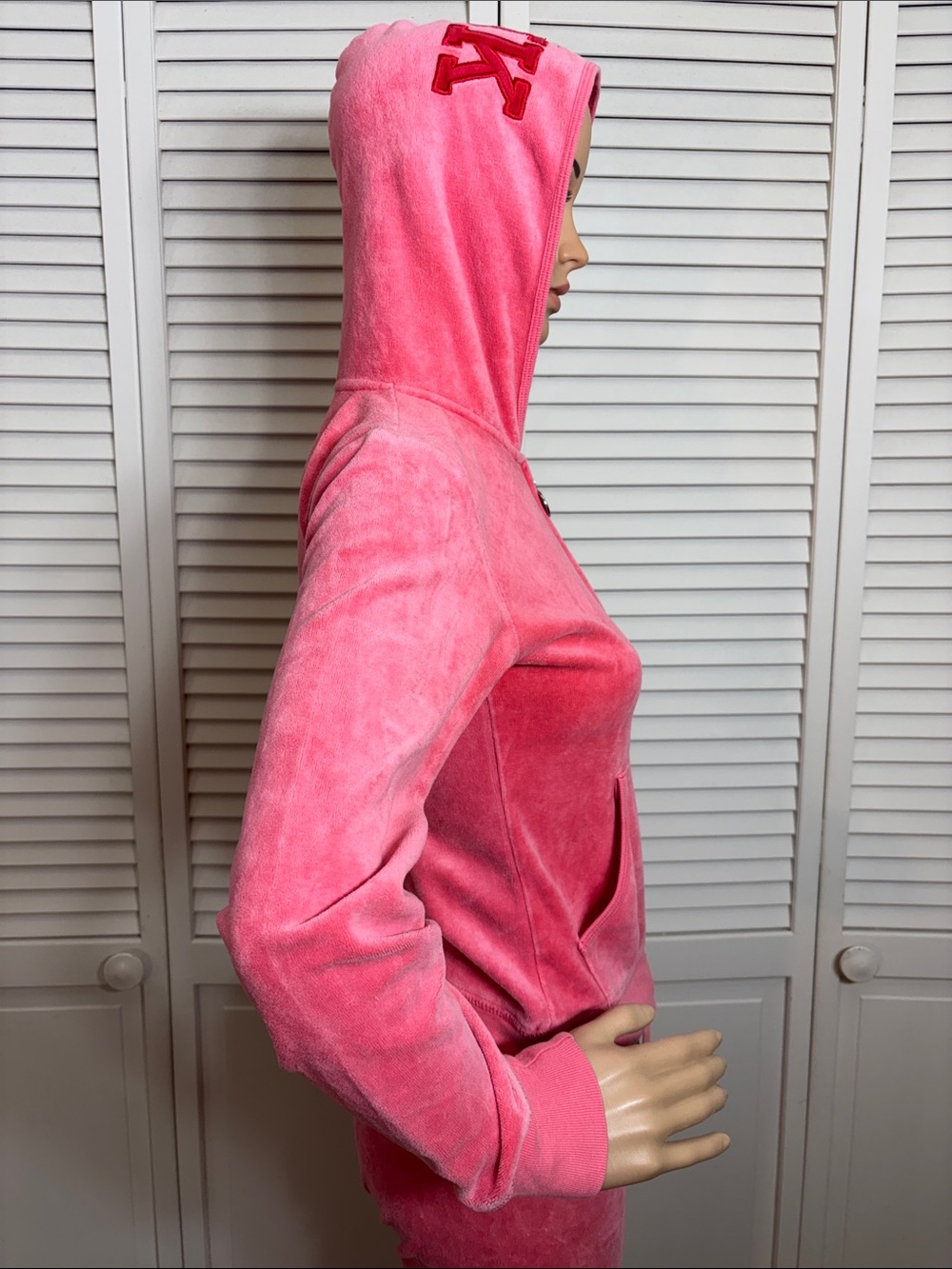 Y2K PINK Victoria's Secret Velour Zip Hoodie & Joggers Set Small - Picture 6 of 12